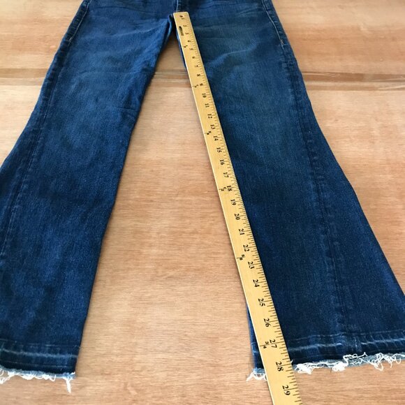 True Religion Becca Boot Cut Jeans Women 29 Blue Mid Rise Raw Hem Stretch 16777 - Picture 7 of 12